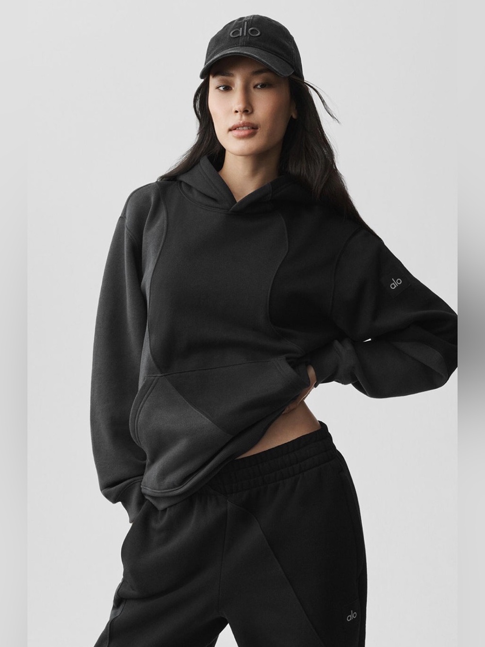 ALO Yoga Make Waves Hoodie Unisex Med/Small Vintage Black Tonal
